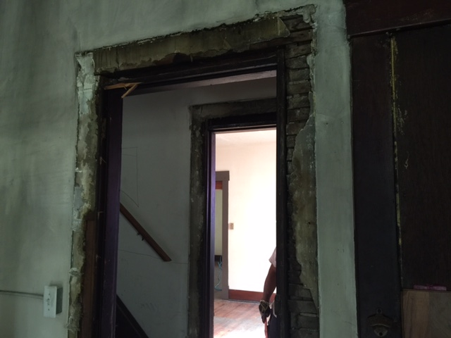 Before pic of stairwell wall